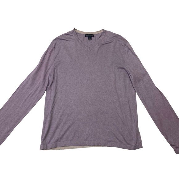 Banana Republic Light Weight Luxury Blend V-Neck Purple Sweater Flawed Size L - Picture 4 of 12